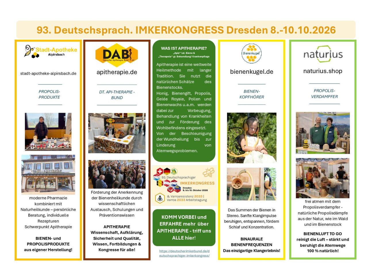 93. Deutschsprachiger Imkerkongress Dresden 8.-10.10.2026 mit NATURIUS - 93. Deutschsprachiger Imkerkongress Dresden